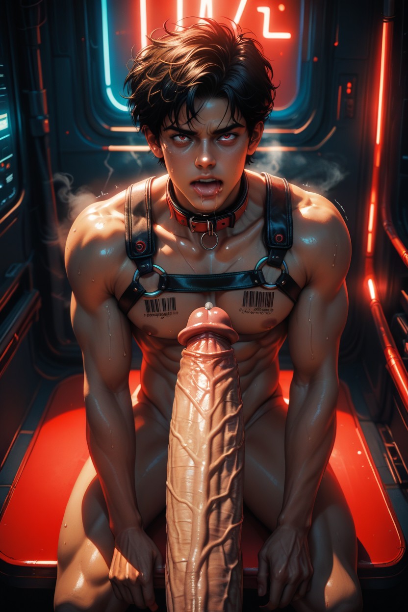 Cyber Futuristic, Bubble Butt, Industrial Background AI Gay Porn