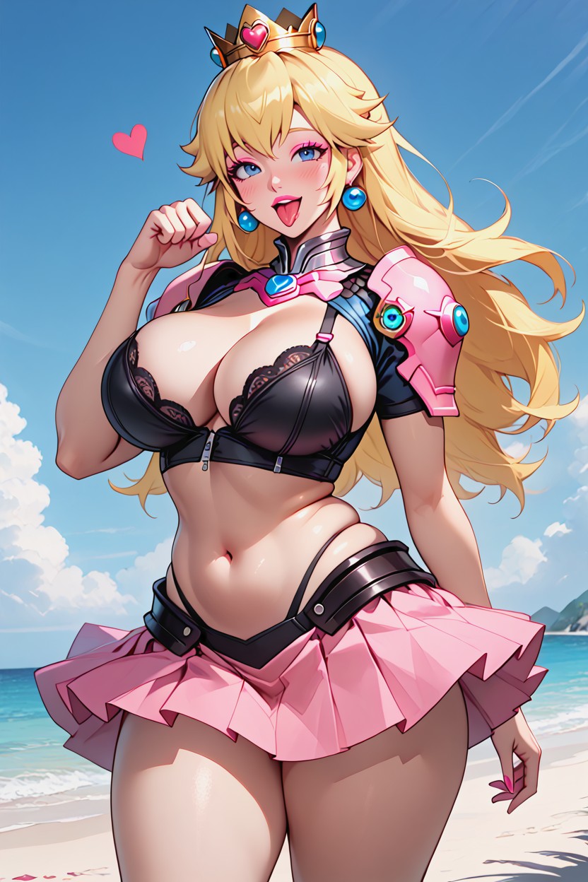 Big Ass, Rose Top Clothing, Pink Eyeshadow Hentai AI Porn