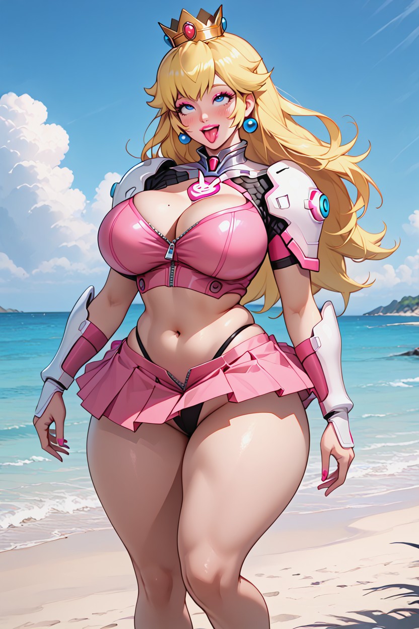 Princess Peach, Front View, Armor On The Hip Hentai AI Porn