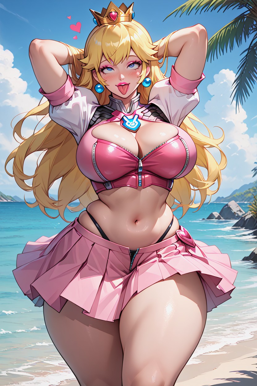 Yellow Hair, Metallic Trim On The Skirt, Bbw Hentai AI Porn