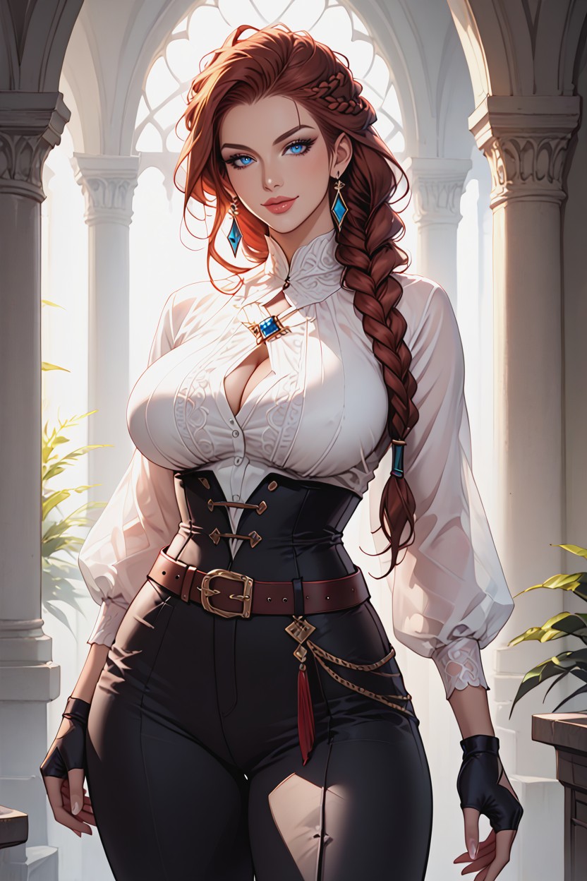 Pencil Waist, Grinning, Fingerless Gloves Hentai AI Porn