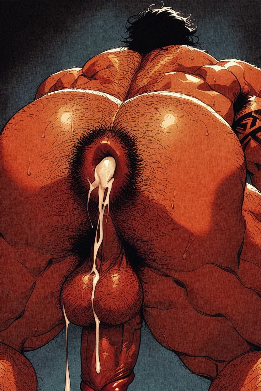 Massive Cock, Hairy Ass, Hairy Balls AI Gay Porn