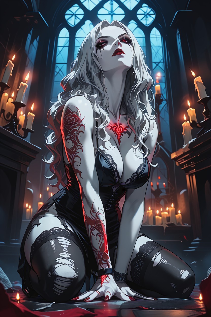 Deep Blue Eyes, Pale Skin, Bottom Up Hentai AI Porn