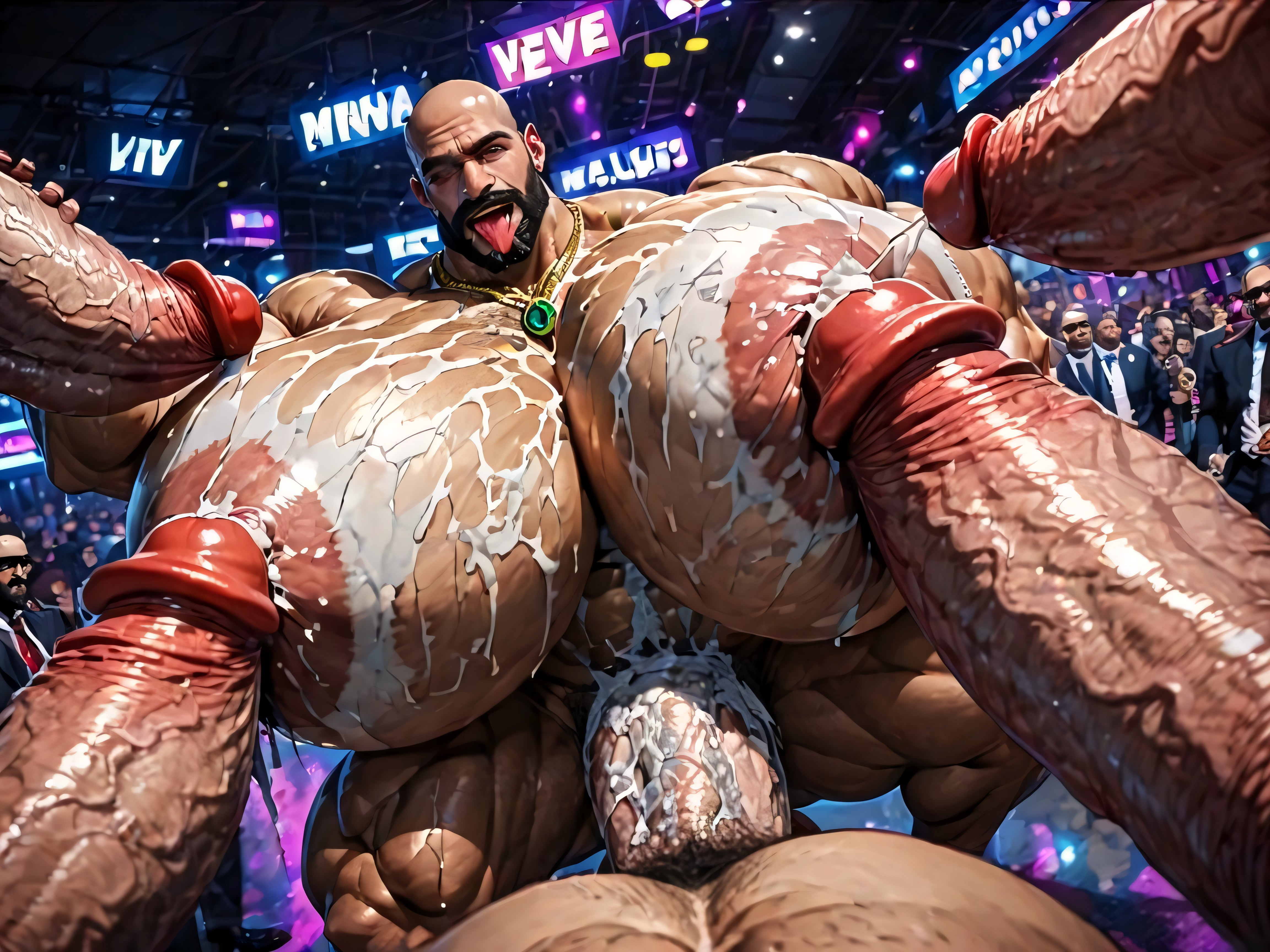 Hyper Breasts, Mirando Al Espectador, Thick Moustache With Beard Porno gay IA