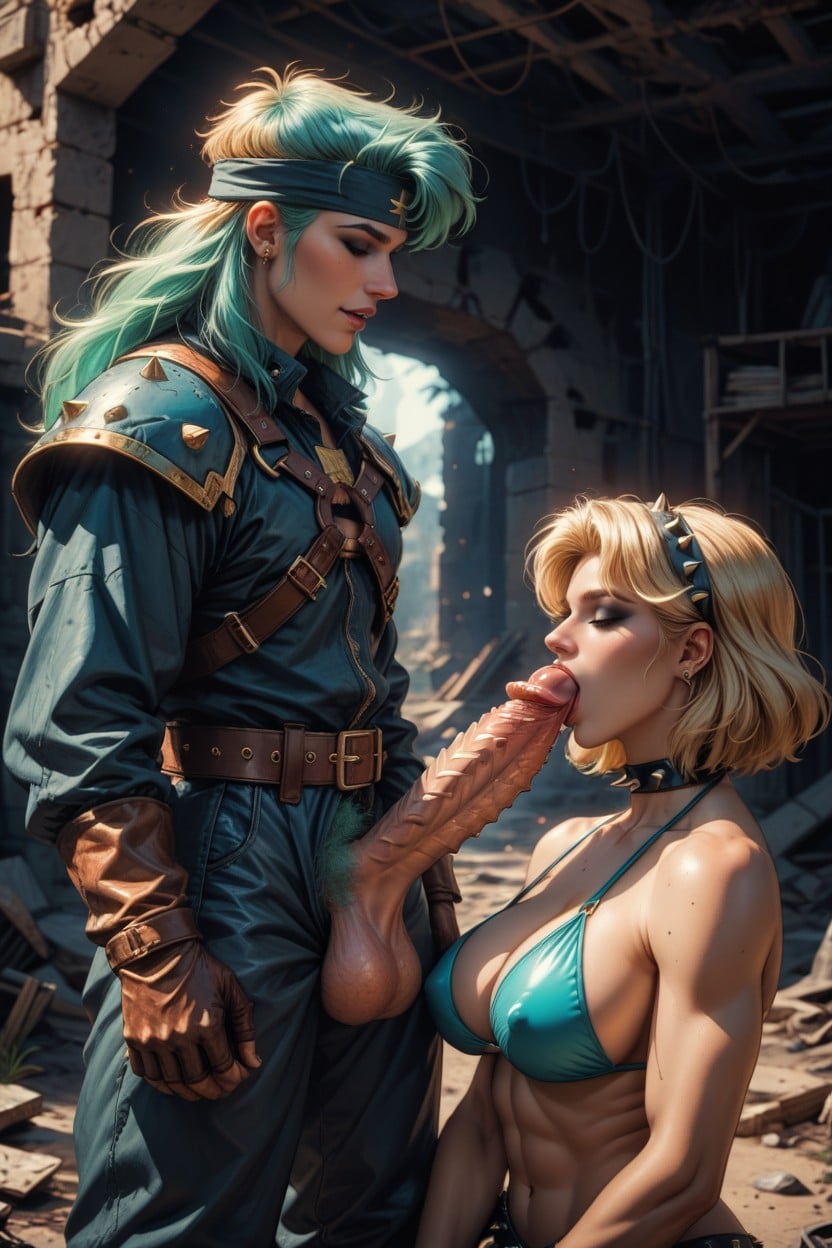 Sleeves, Harness, Lesbian Threesome Shemale AI Porn