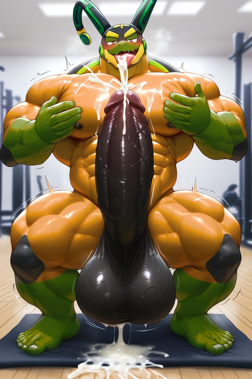 Side View, Hands On Chest, Big Feet AI Gay Porn