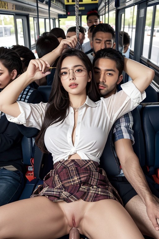 Grabbing Boobs, Unbuttoned Blouse, Skirt AI Porn