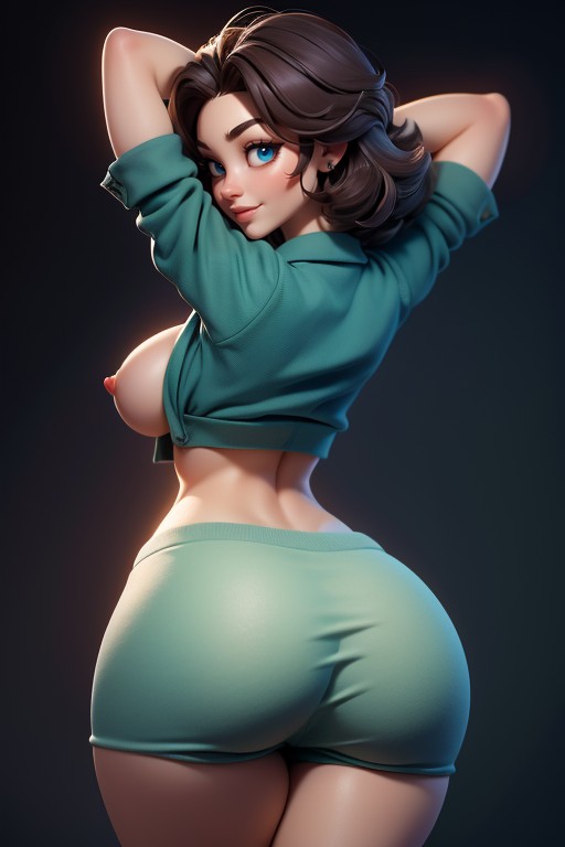 Rear View, Very Very Brown Hair, Naked Hentai AI Porn