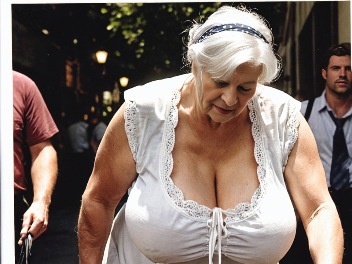 That Muscular Africans Around Her, White Hair, Breast Expansion AI Porn