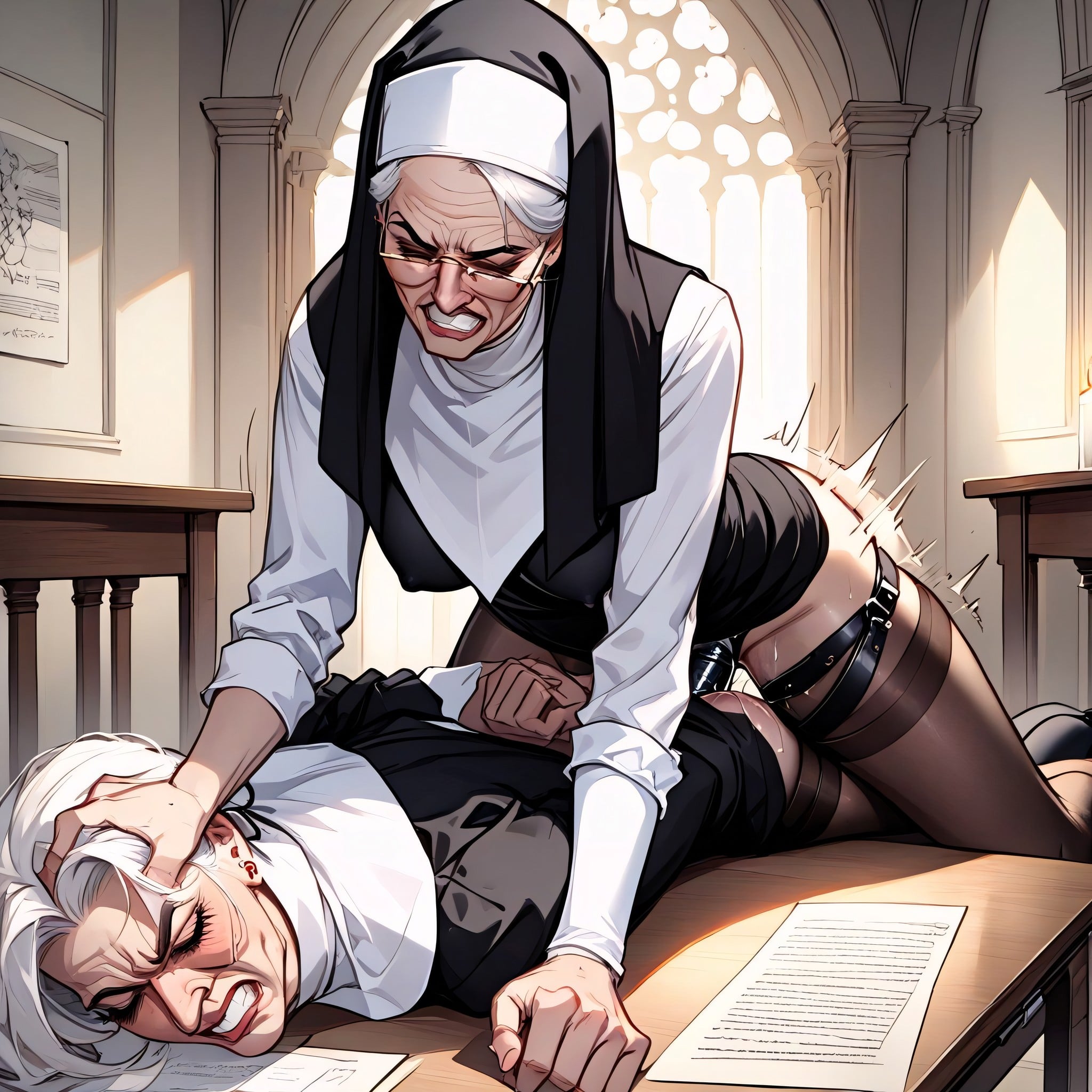Nun, Sensible Shoes, Clenched Teeth Hentai AI Porn