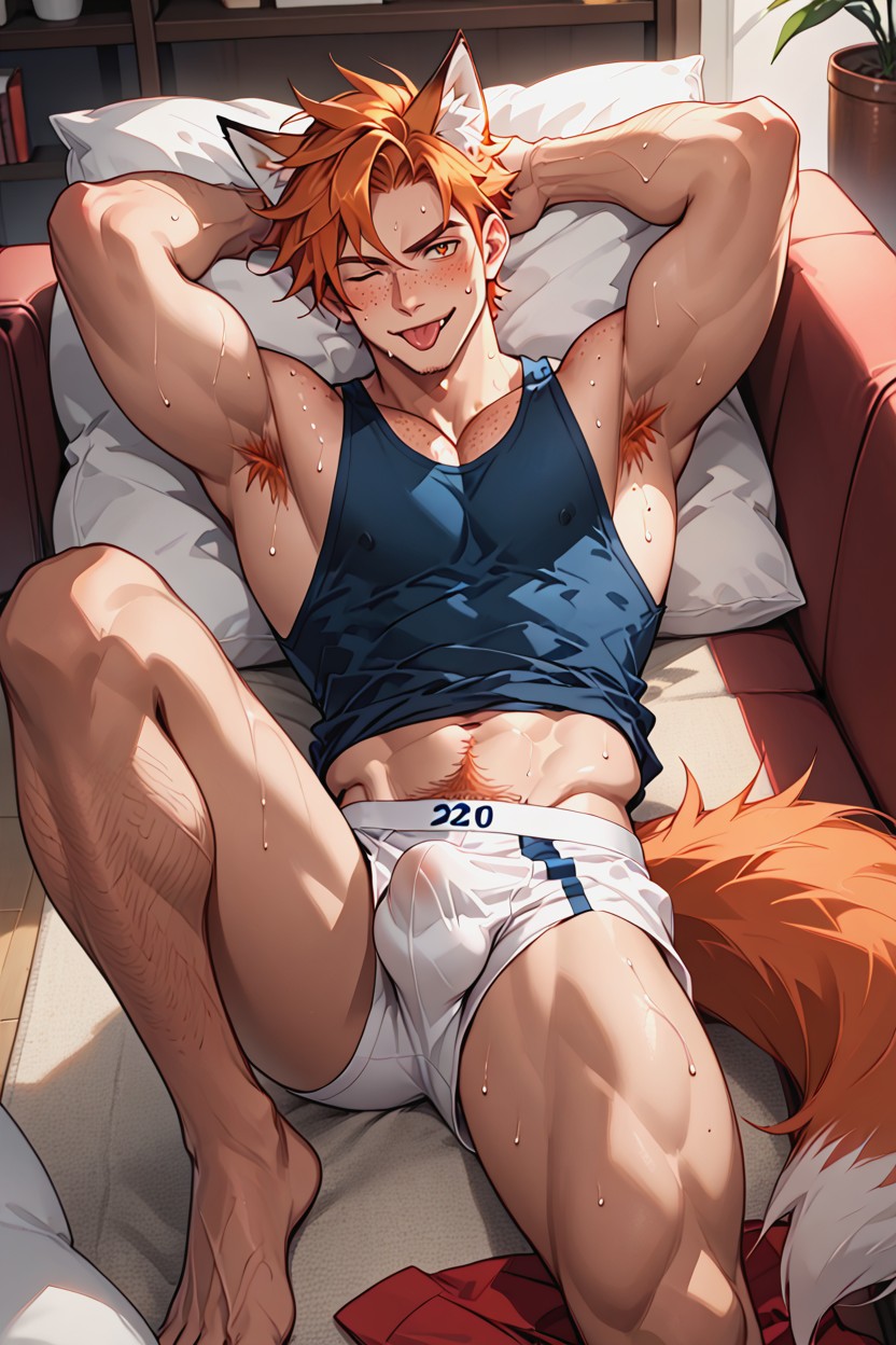 Erect As If Aroused Or Alert His Large, Ginger, Ginger AI Gay Porn