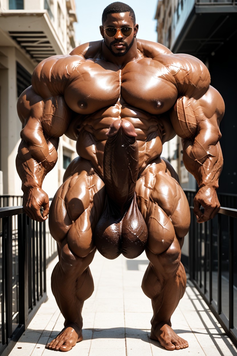 Girthy Cock, Hyper Muscular Man, Erect Penis AI Porn