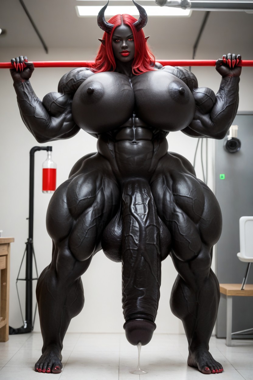 Wide Hips, Venom Futanari, Glowing Red Eyes Shemale AI Porn
