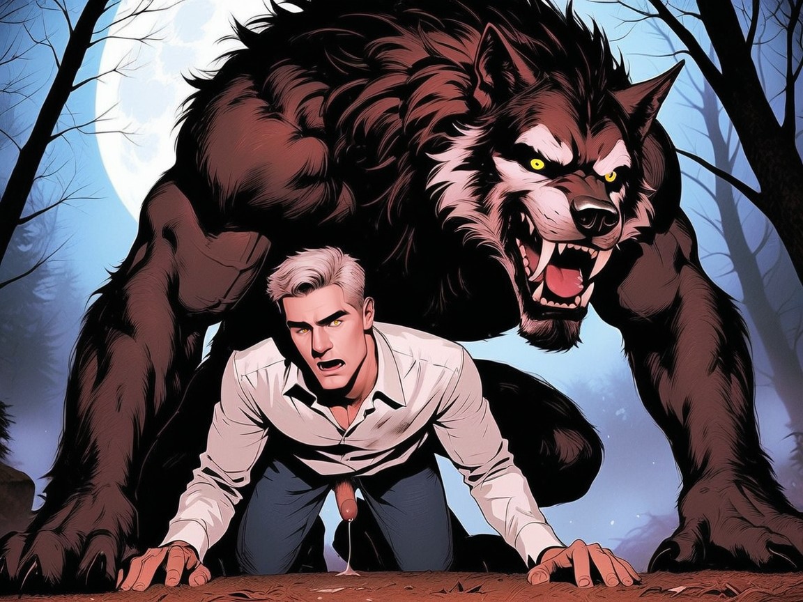 Muscular Werewolf Body, 18+, Shocked AI Gay Porn