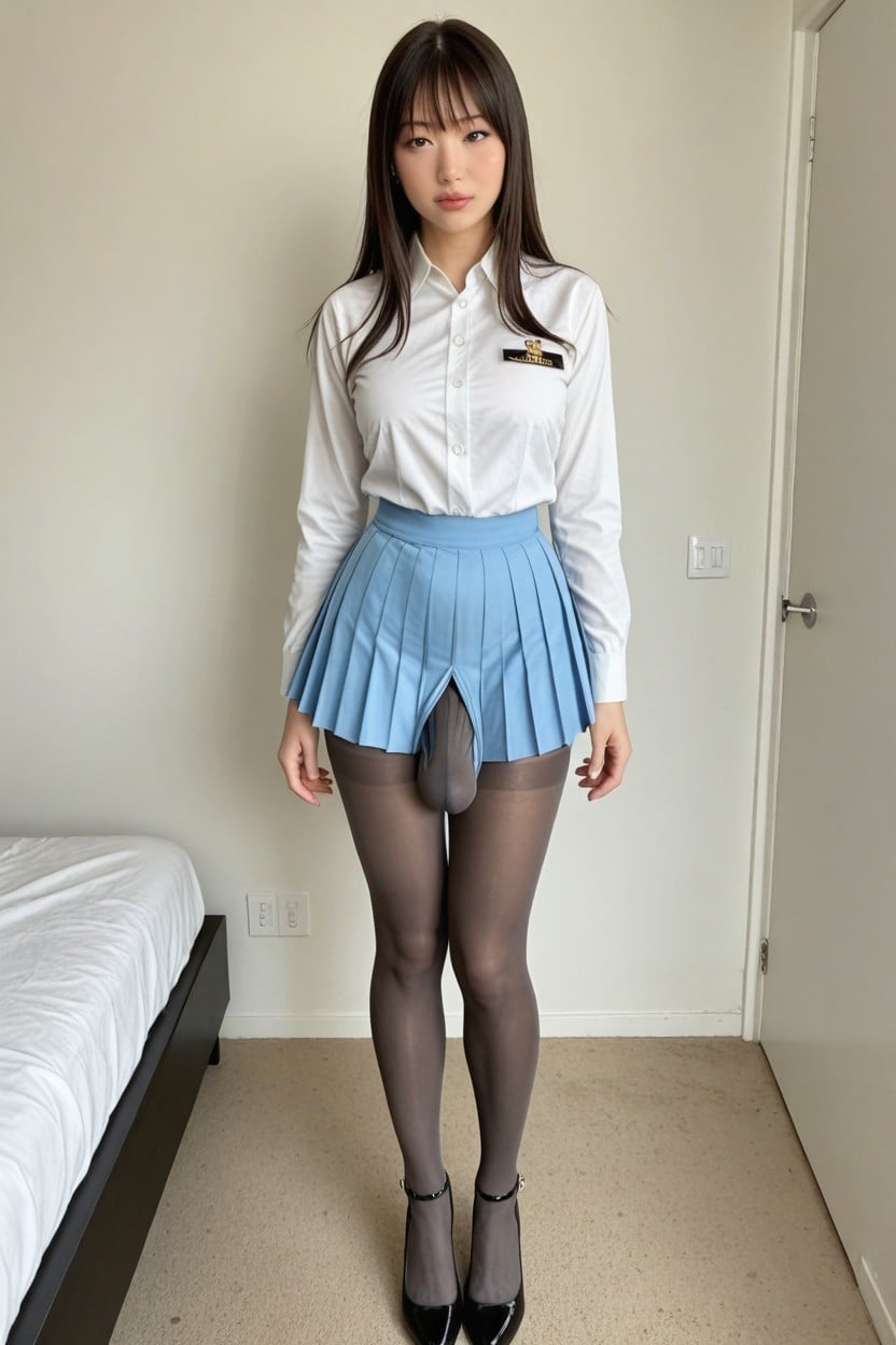 Pop Star Performance Uniform With Long Sleeves, Caught, Model Position Shemale AI Porn