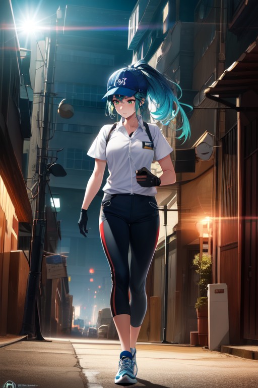 Running, Wispy Bangs, Sweaty Skin Hentai AI Porn