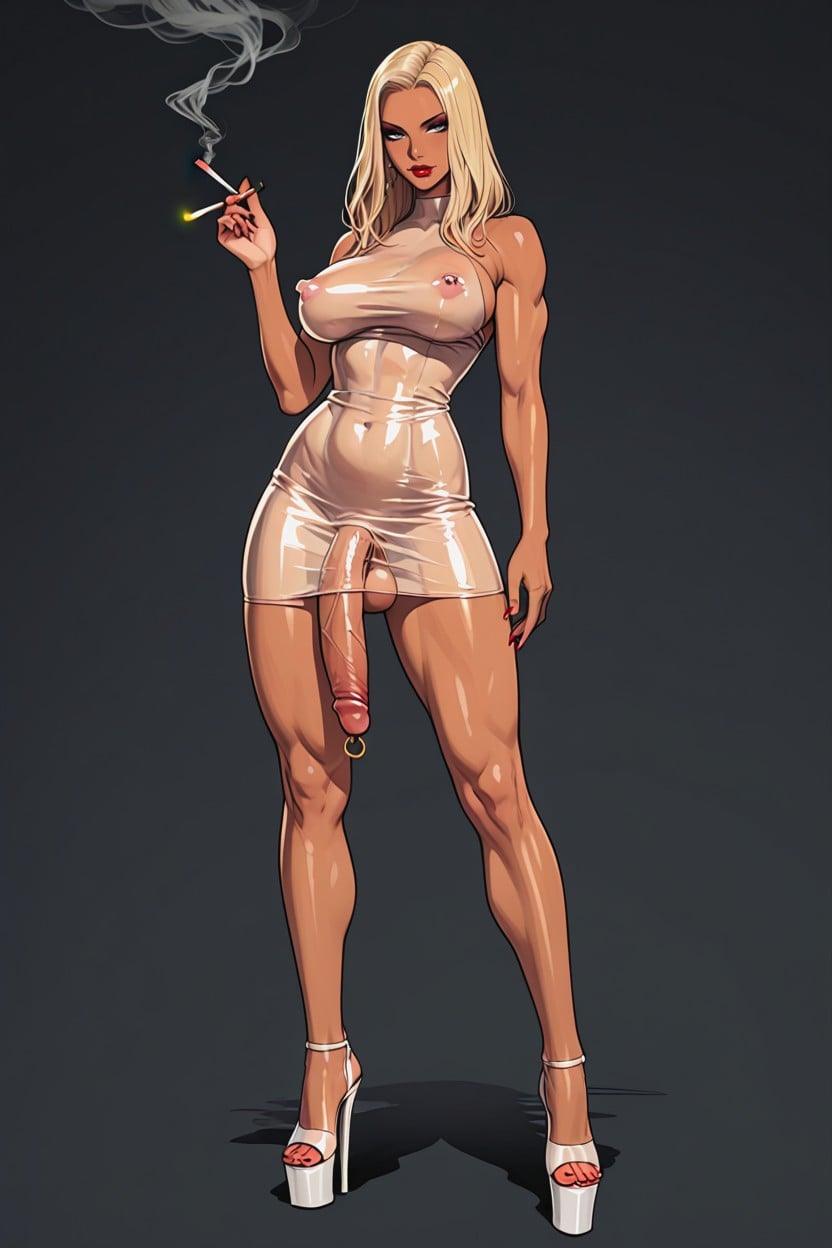High Detail, No Testicles, Huge Cock Bulge Shemale AI Porn