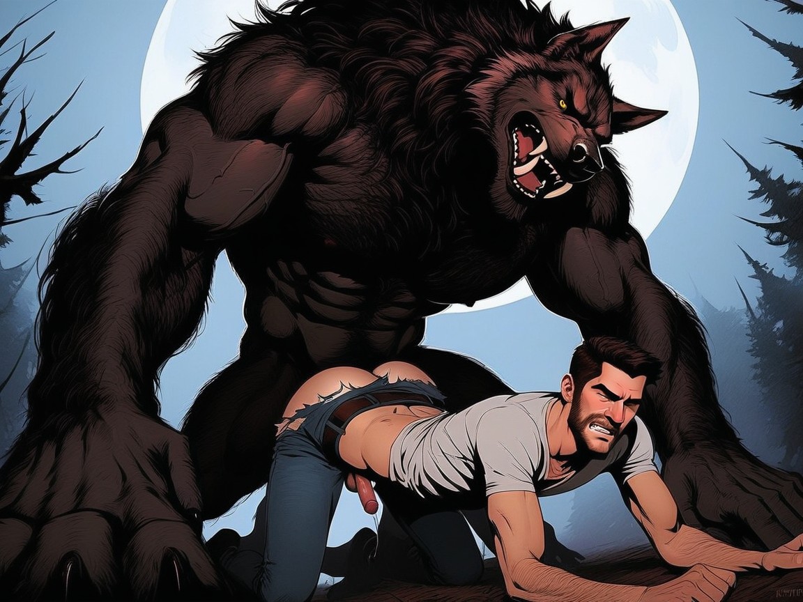 Angry, Balls Are Dangling Between His Legs, Front View AI Gay Porn