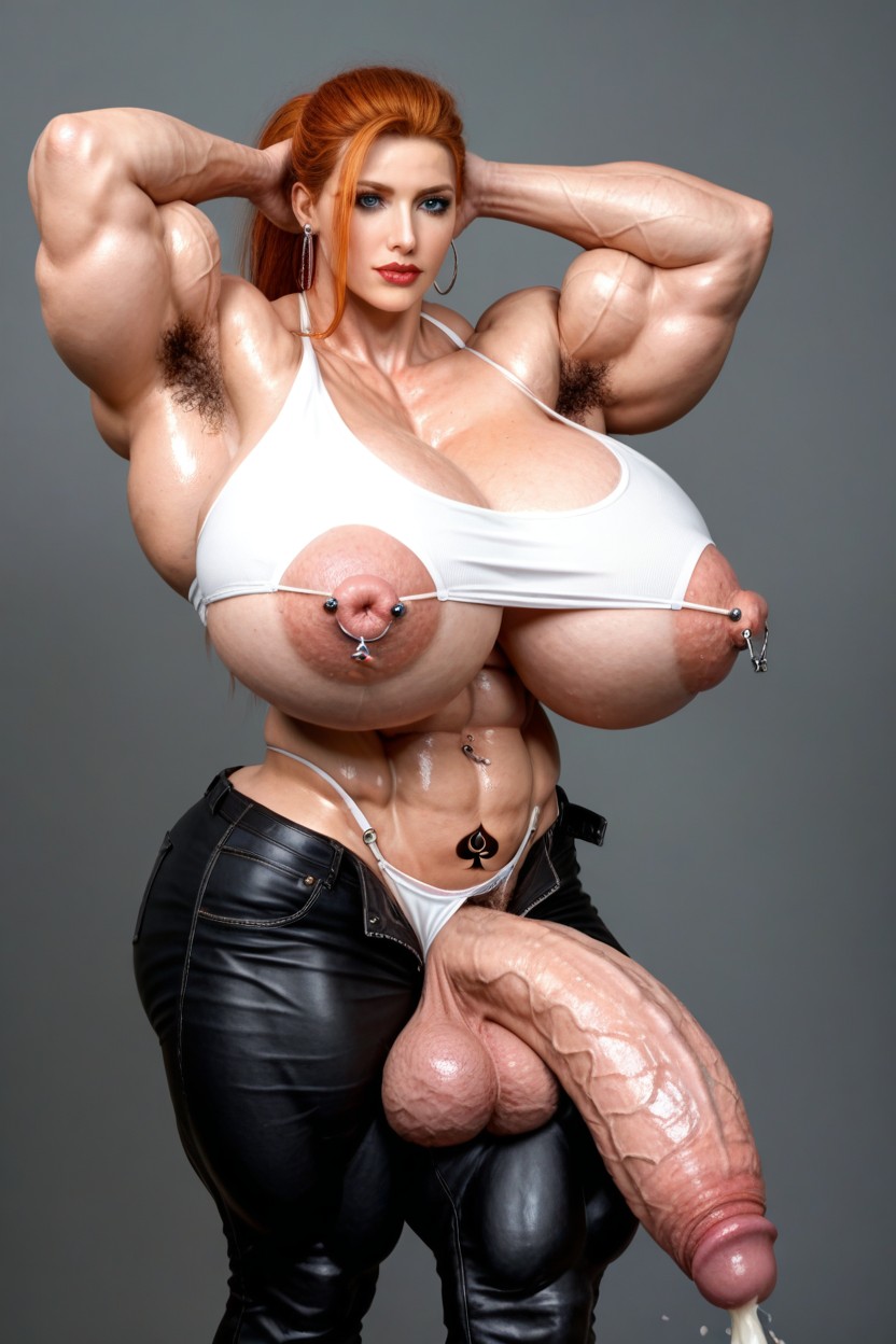 Massive Hyper Nippels, Absurdly Large Cock, Ponytail Shemale AI Porn