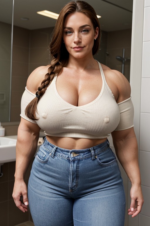 Towering Over The Viewer, Jeans, Thighs AI Porn