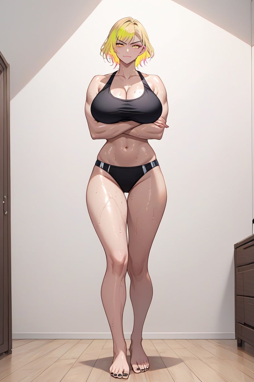 Arms Behind Head, Feet, Massive Natural Breasts Hentai AI Porn