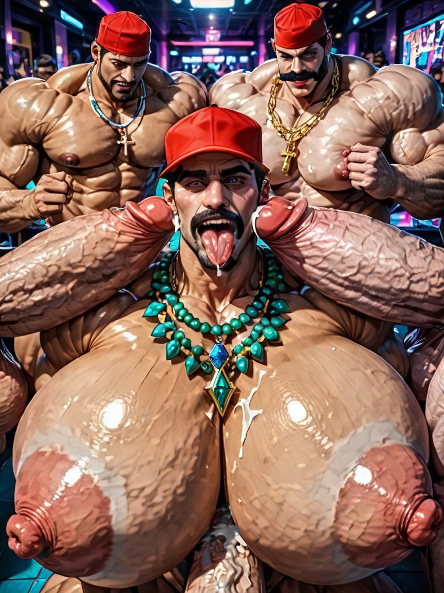 Mouth Agape, Big Extreme Hyper Nipples, Huge Cocks On Ass And In Ass AI Gay Porn
