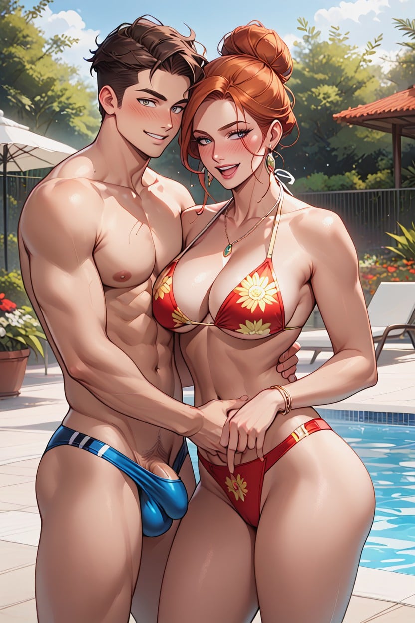 Blushing Face, Man Is Smiling, Pool AI Porn