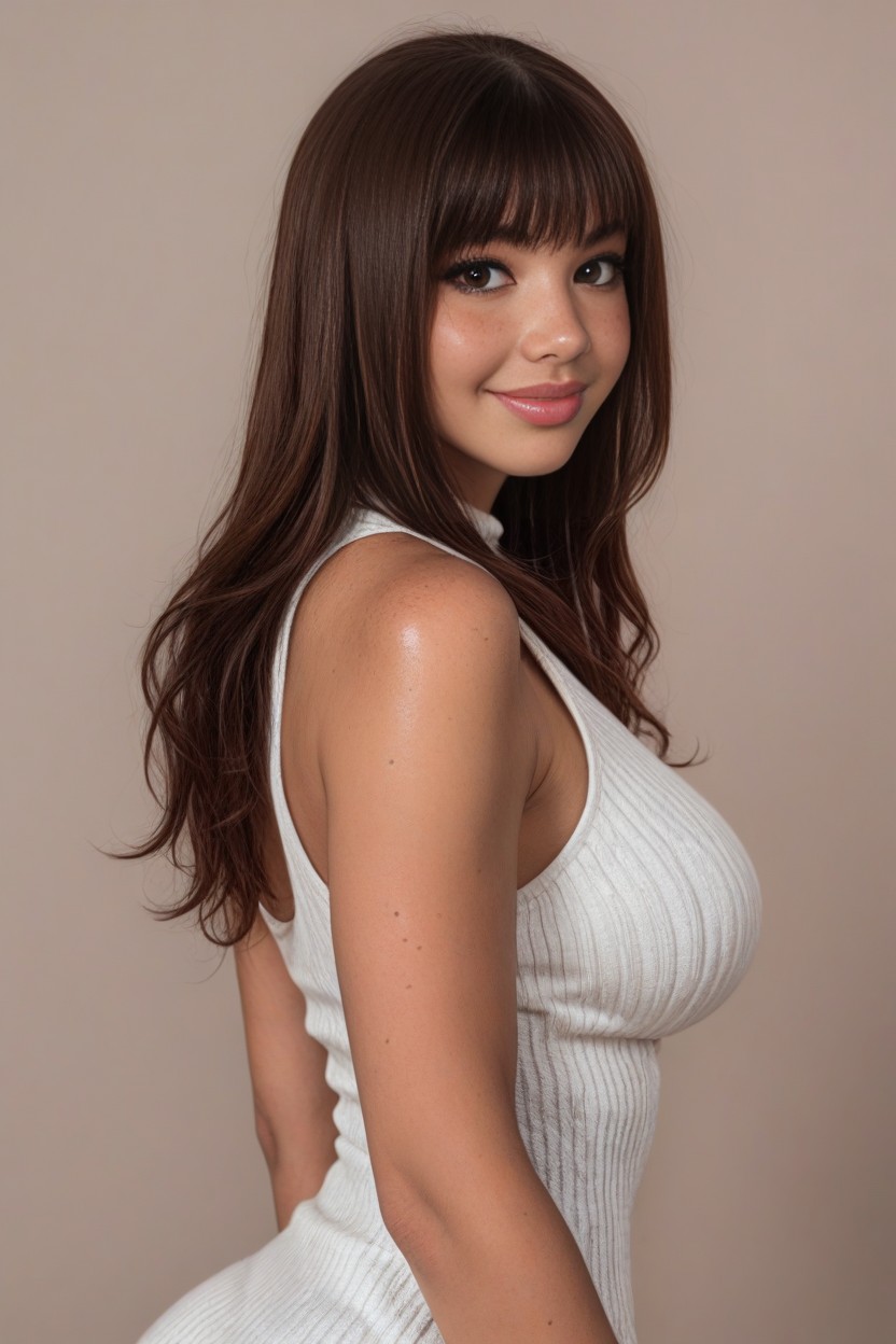 Cheveux Bruns, Fully Clothed, Vêtements Ajustés Porno IA