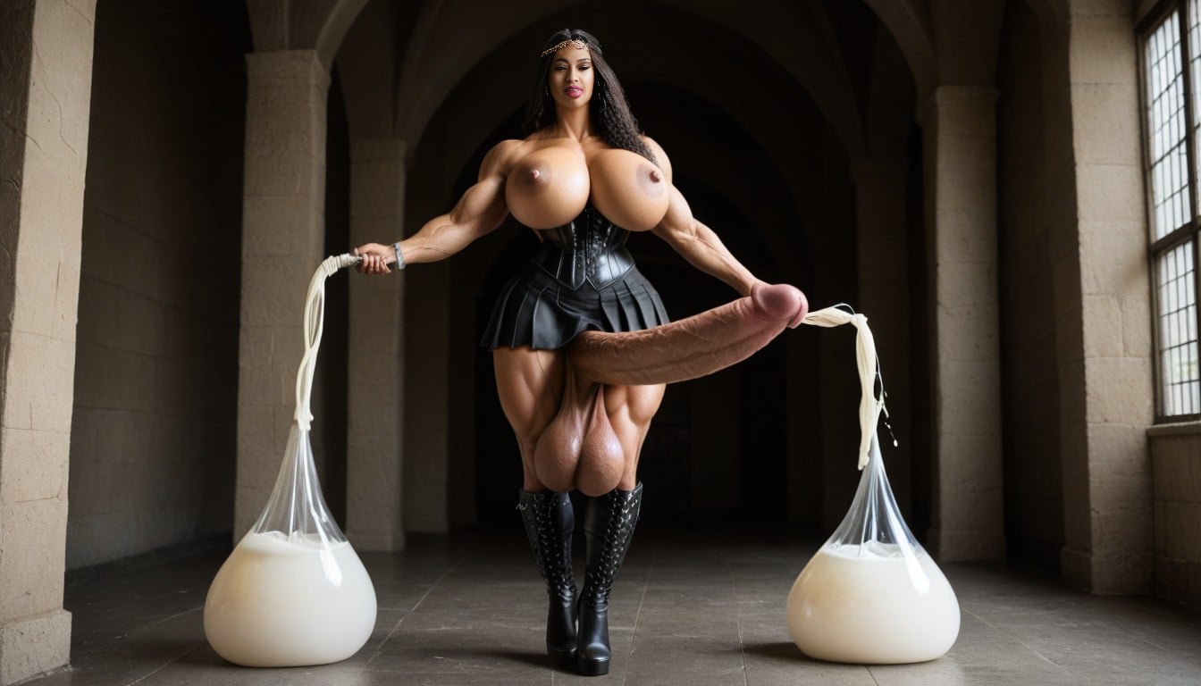 Holding Penis, Licking Her Huge Lips, Black Hyper Hair Shemale AI Porn