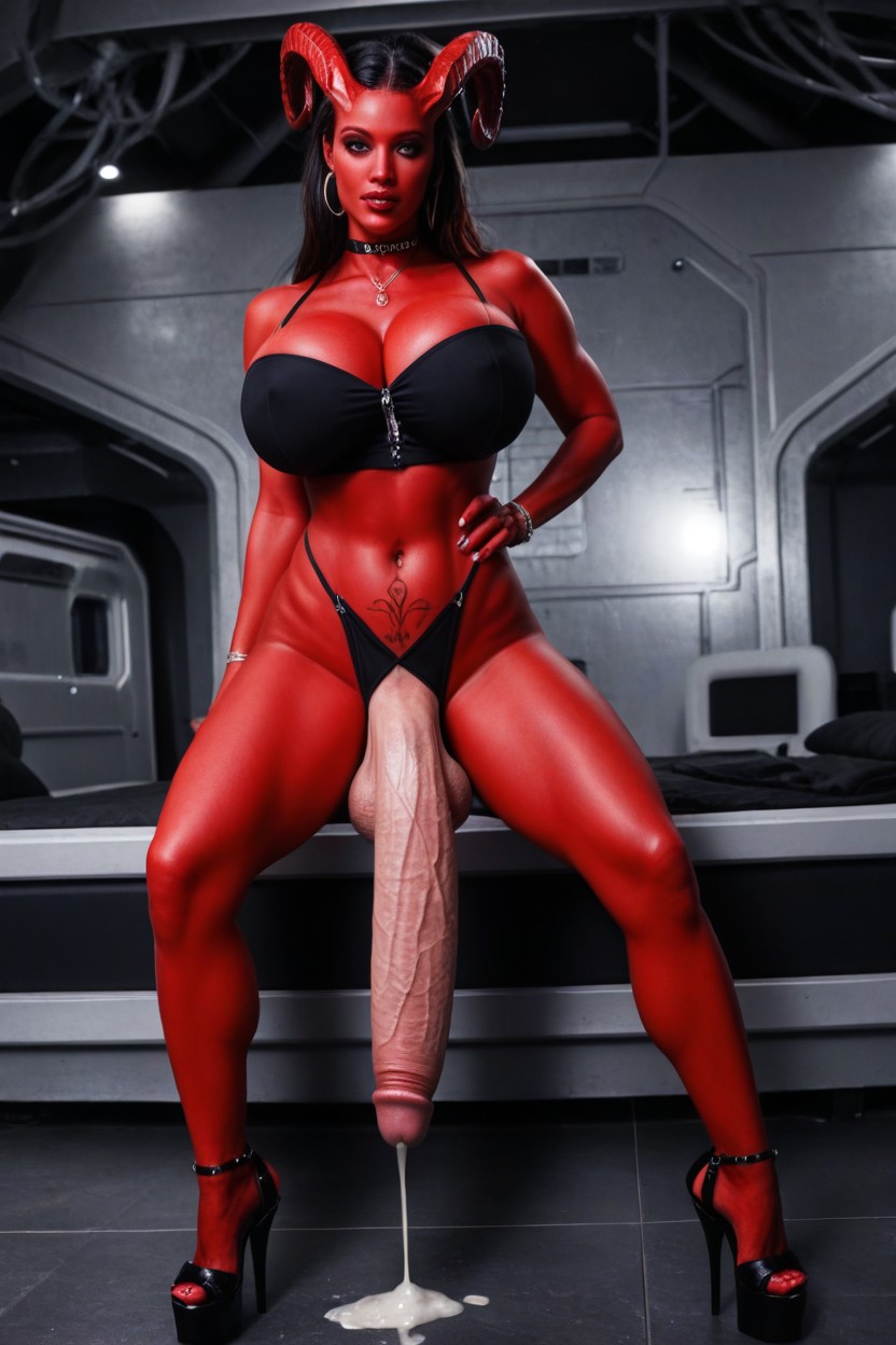 Oiled Body, Highly Realistic, Saggy Breasts Shemale AI Porn