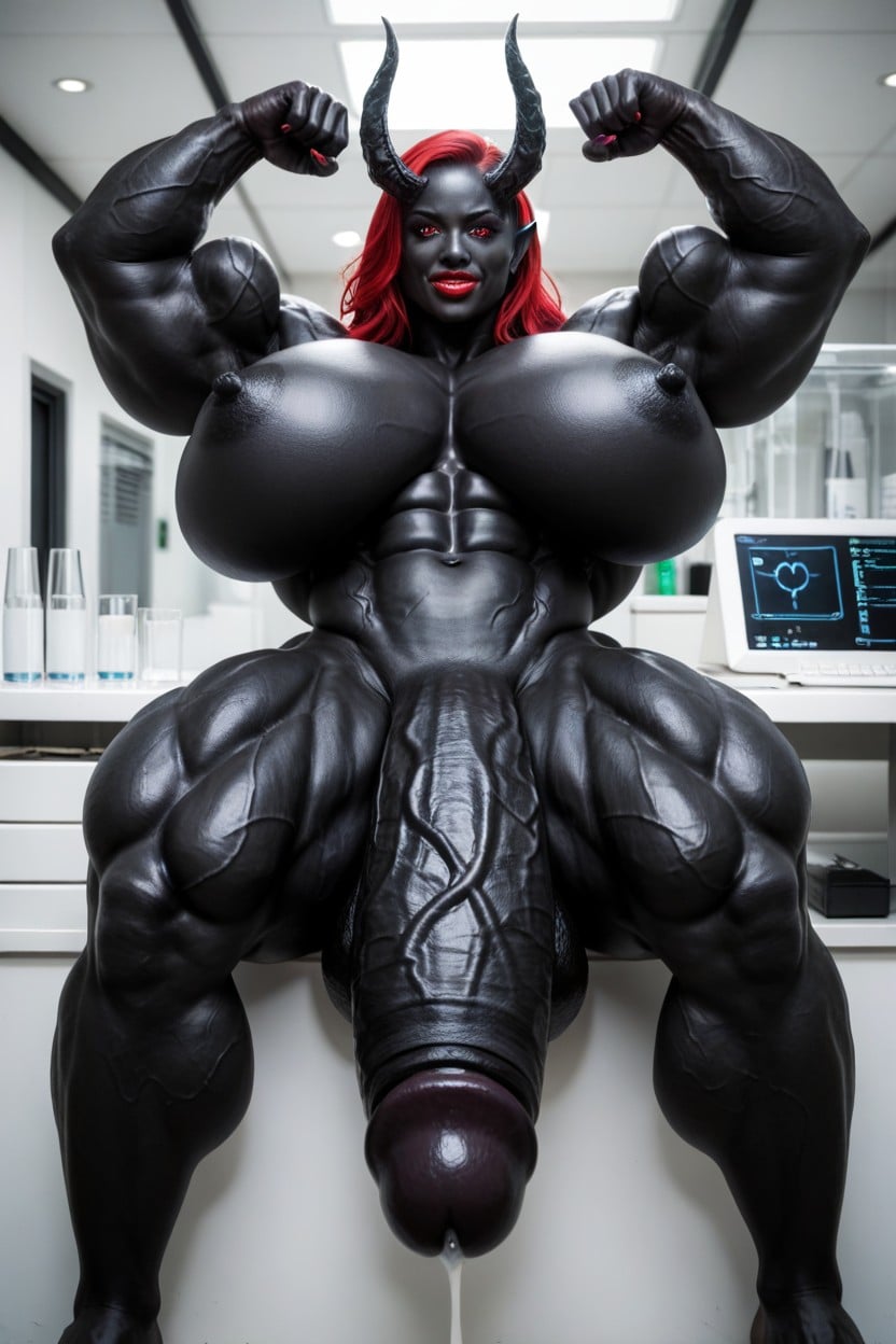 Hyper Muscular, Red Nail, Muscular Thighs Shemale AI Porn