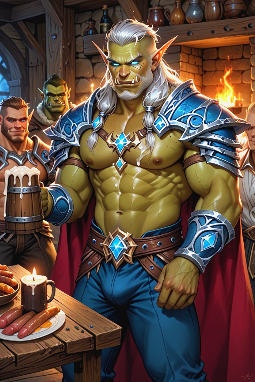Men, Erect Cock, Orc Fucks Elf AI Gay Porn