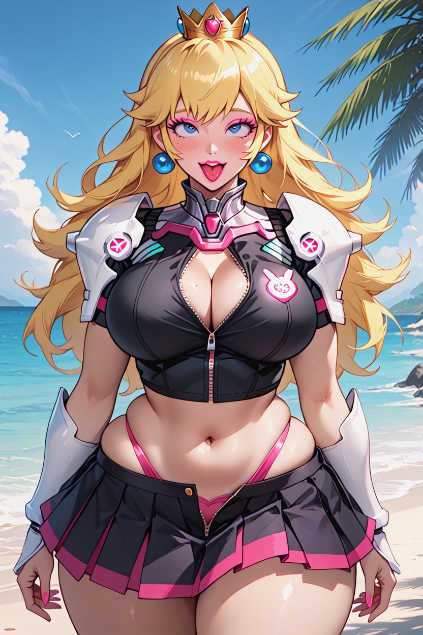 Uncovered Navel, Neckline, Smiling Mouth Open AI Porn