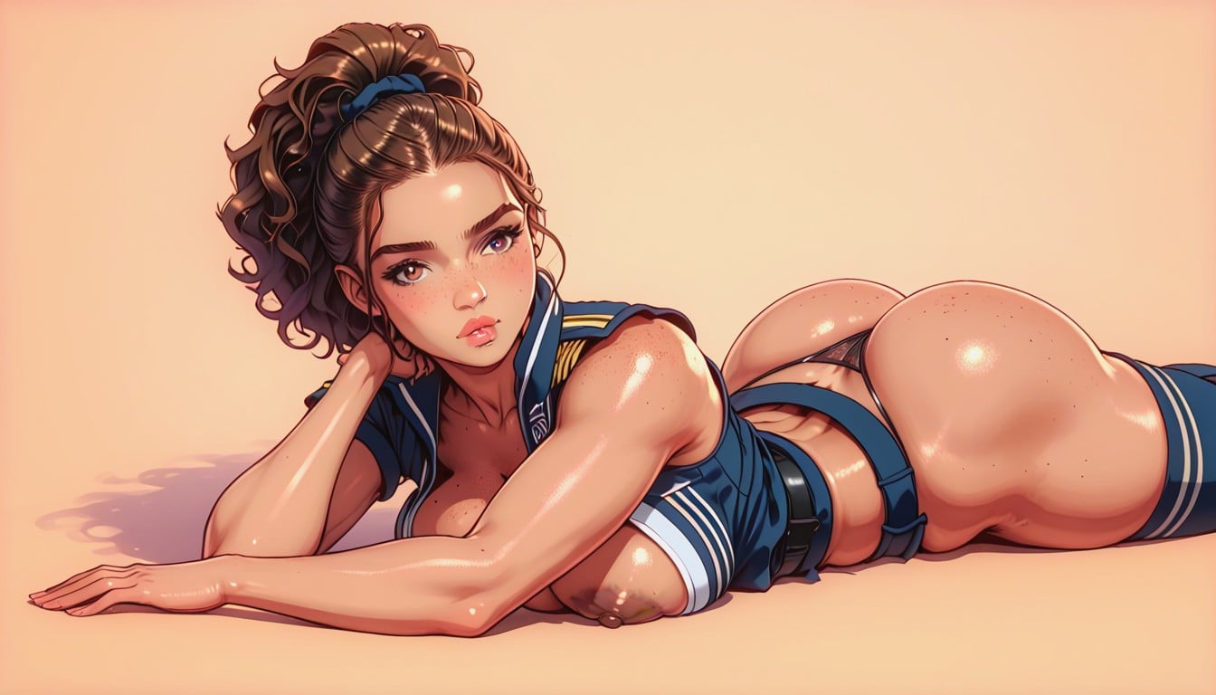Deep Ass Crack, Large Blue Scrunchy, Deep Ass Crack Envelops Thong AI Porn