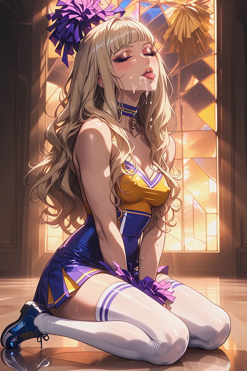 Intense Shaking Orgasm, Cheerleader, Long Eyelashes AI Porn