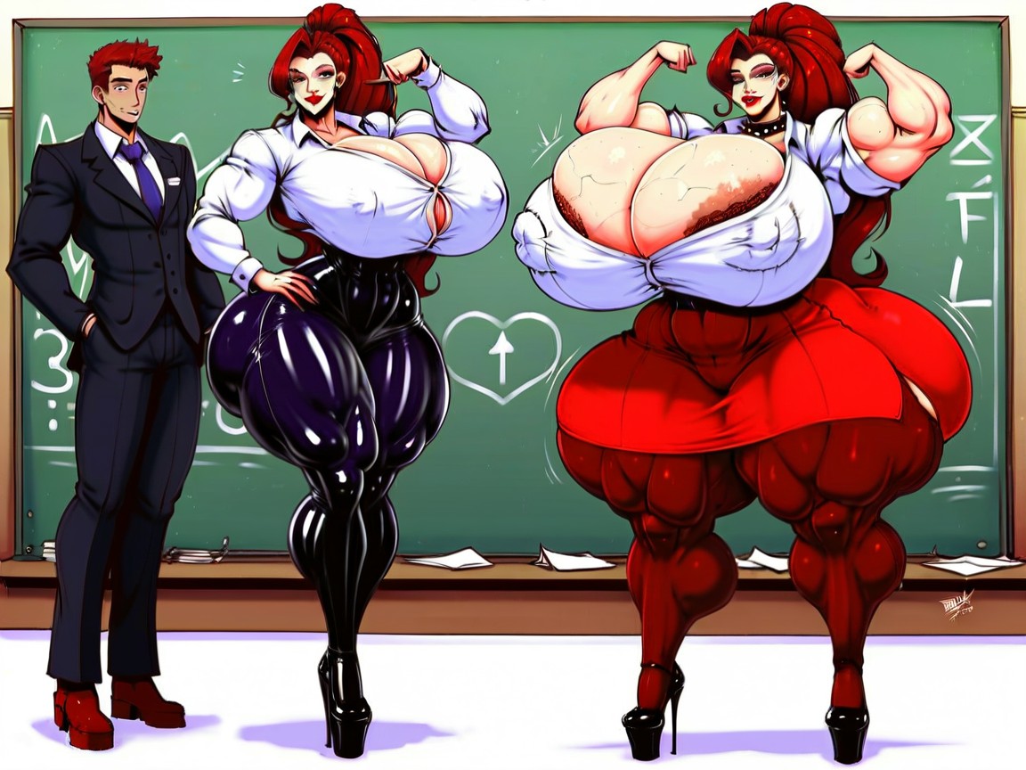 Hypermuscles, Gigantic Ass, Smug Expression AI Porn