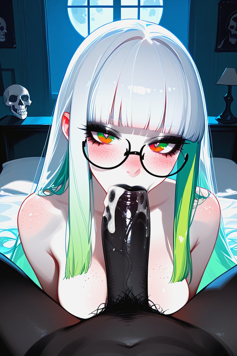 Pitch Black Skin, Chest Freckles, 18+ Hentai AI Porn