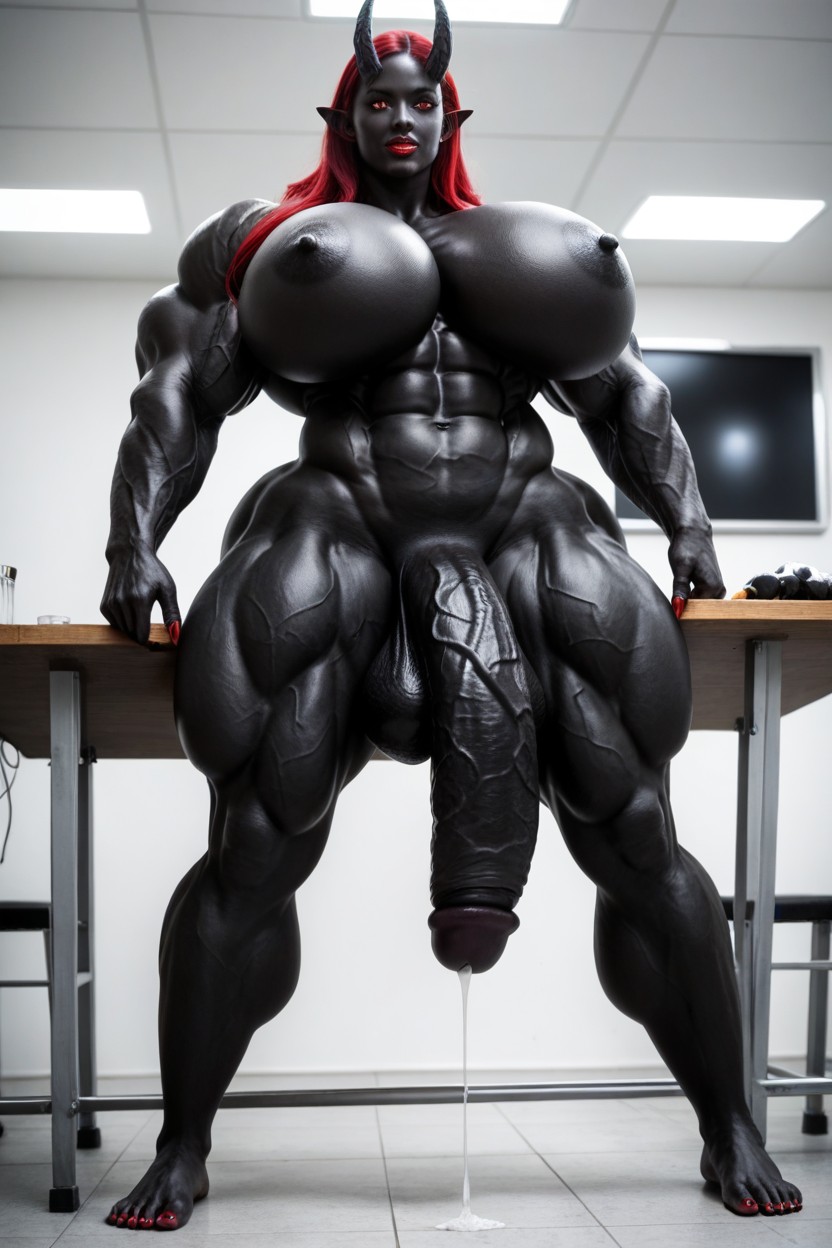 Diable, Exaggerated Big Butt, Gigantic Muscle Delts Porno IA transsexuelle