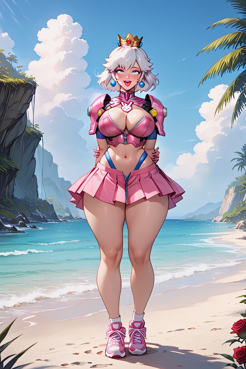 Open Mouth, Hourglass Body, Rose Top Clothing Hentai IA
