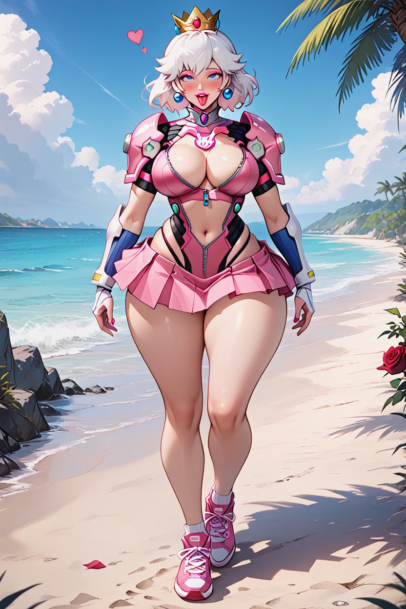 Uncovered Navel, Front View, Love Hearts AI Porn