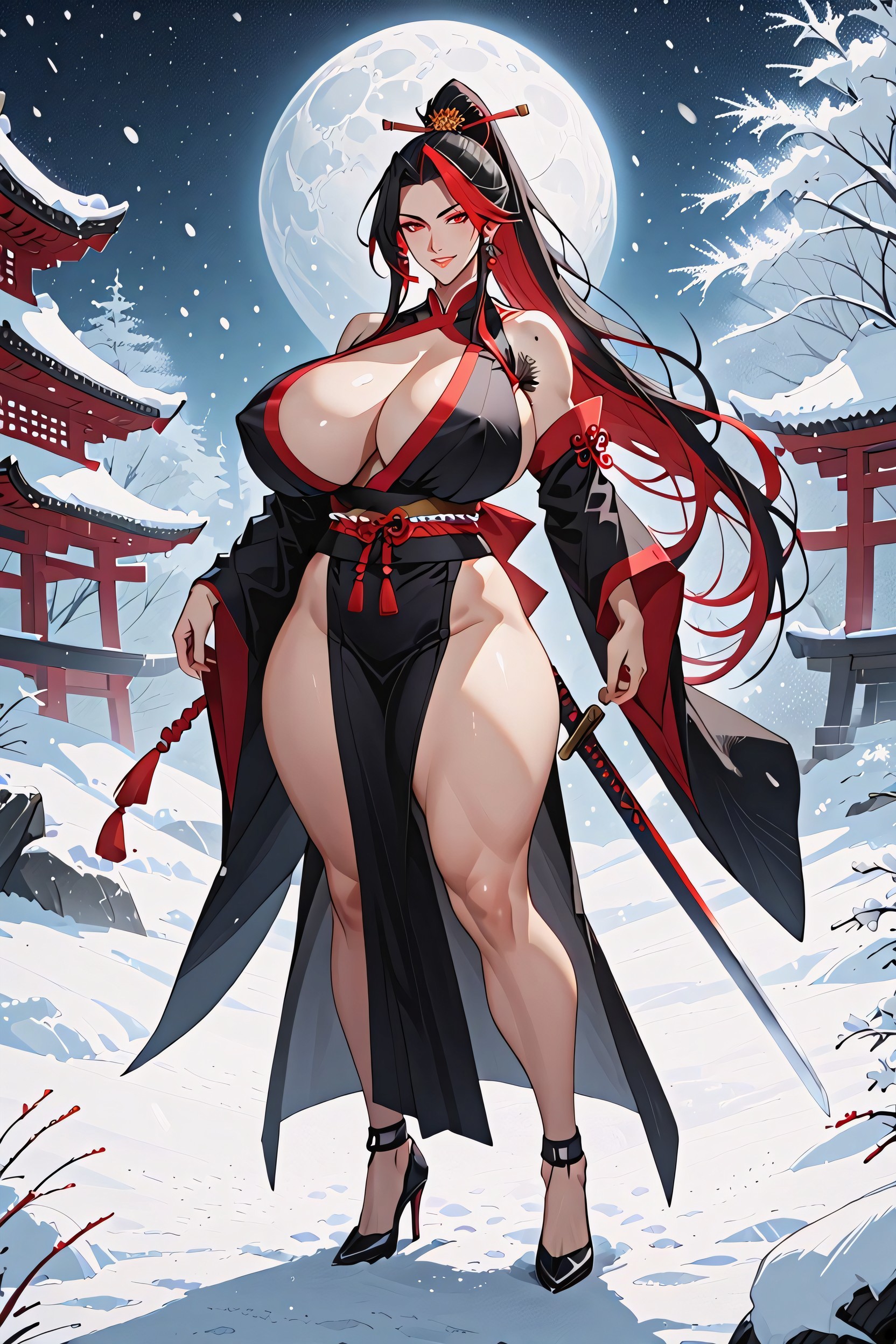 Samurai, Extremely Large Ass, Standing AI Porn
