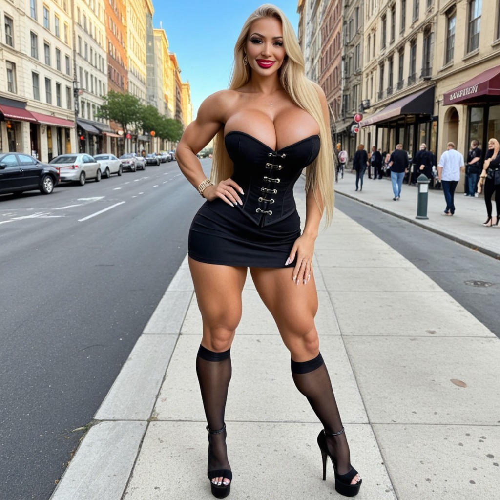 Blond Hyper Long Hair, Camera Pov From Feet Looking Up, Hdr AI Porn