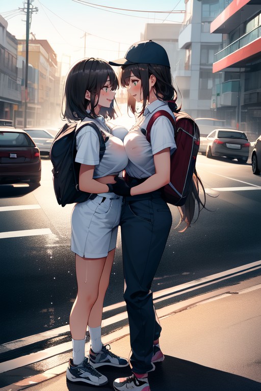 Cinematic, Many People Around, Busy City Streets Hentai IA