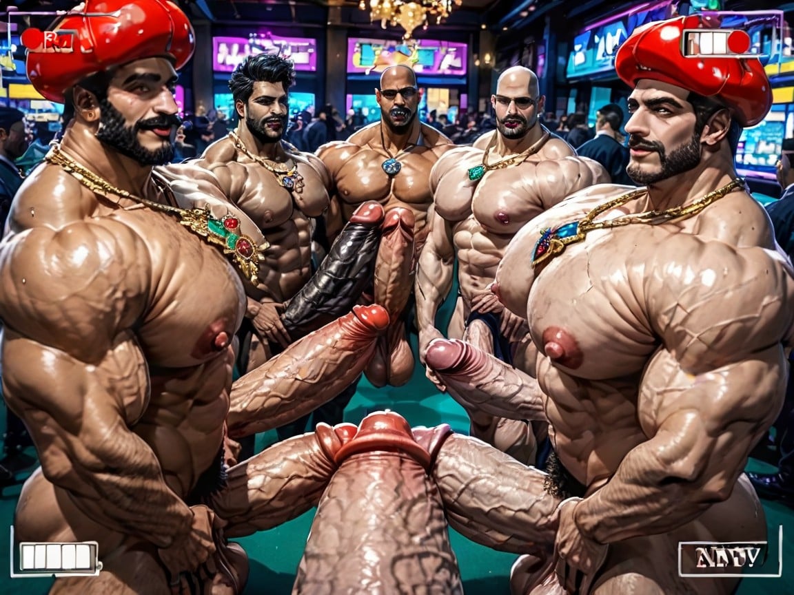 Cum Covering Face, Oiled Skin, Thick Moustache With Beard AI Gay Porn