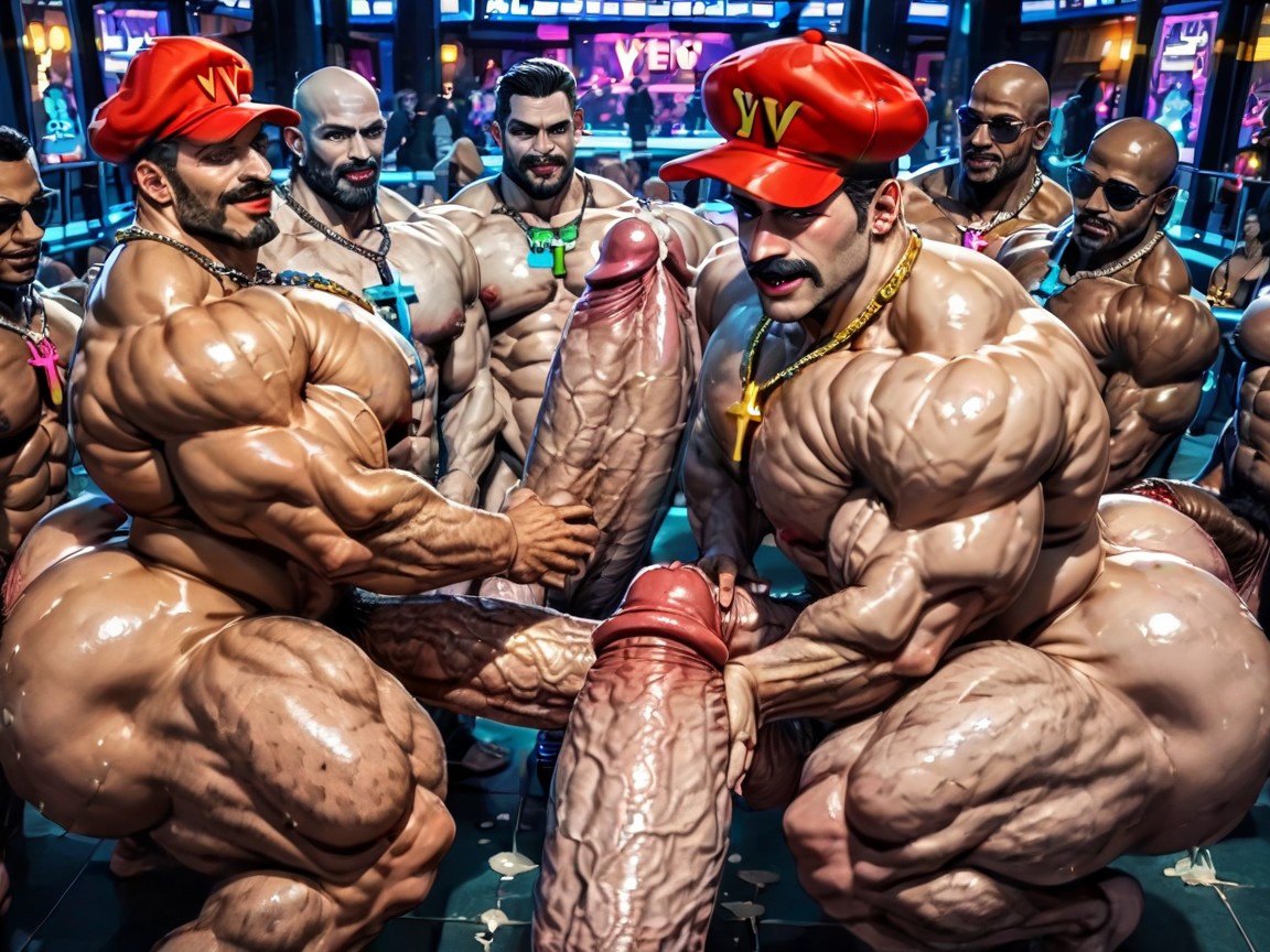 Sweaty, Huge Hyper Cocks Pushing Up Hyper Boobs, Naked AI Gay Porn
