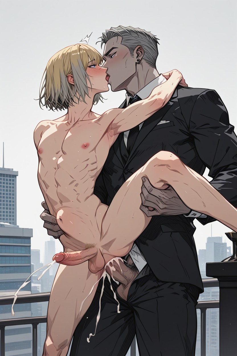 Blonde Man Fucked By Grey Hair Man, Hard Shadow, Possessively Fucked AI Gay Porn