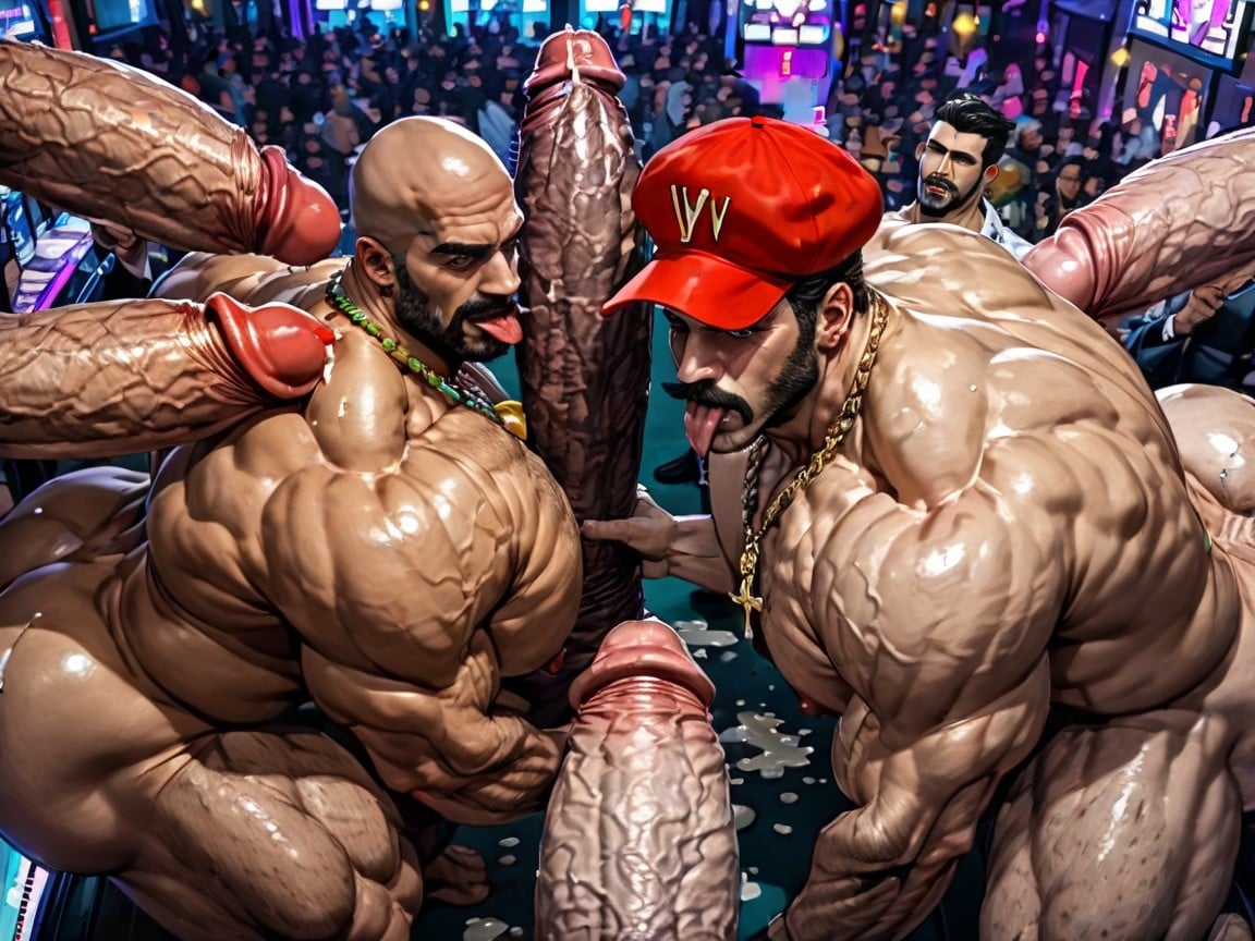 Tongue Out, Sideburns, Triple Penetration In Ass AI Gay Porn