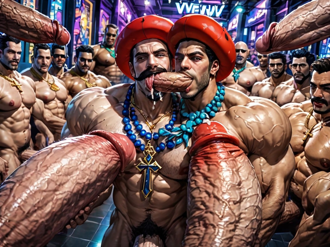 Oversized Hyper Boobs, Hyper Bulky, Extreme Deep Throat AI Gay Porn