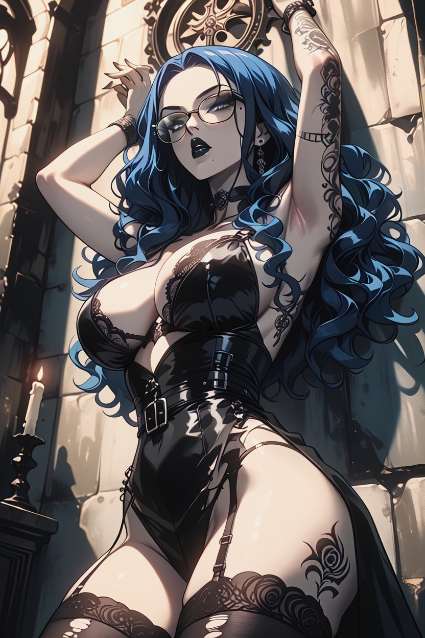 Head Tilted Back With Lips Parted, Bottom Up, Large Breasts Hentai AI Porn