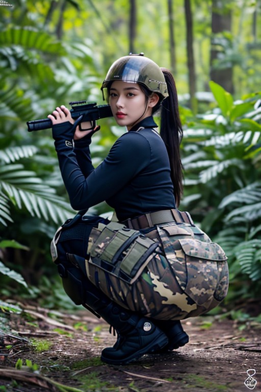 Massive Thighs, Tight Camouflage Military Pants With Kevlar Knee Pads, Dyn AI国产黄片